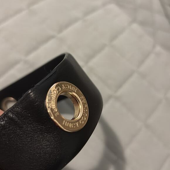 Juicy Couture Gold Grommeted Black Belt W/Oval Buckle - Picture 5 of 10